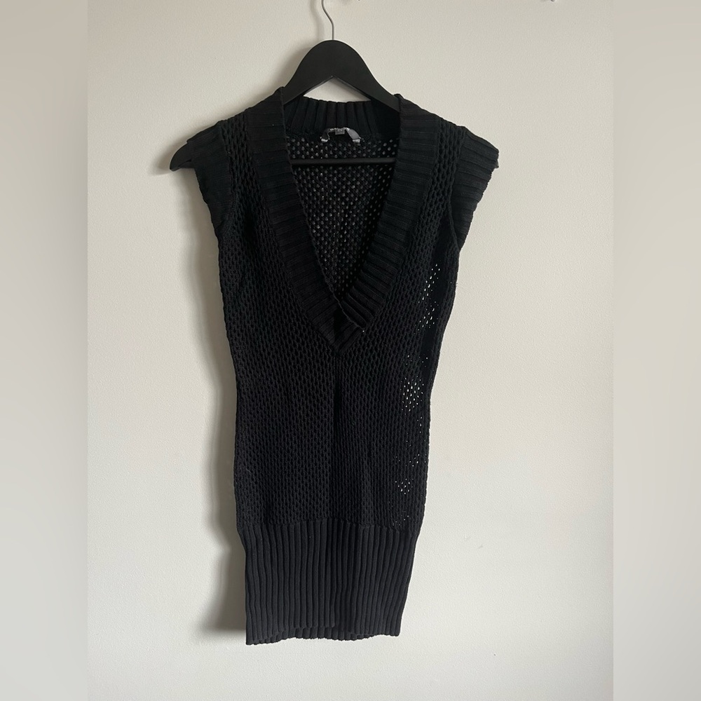 Garage Black Knit V-Neck Tank Top